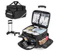 Bolsa médica rodante con carro, bolsa de rodillo desmontable para enfermeras con separadores extraíbles para médicos, solución de almacenamiento de viaje eficiente y versátil, Black