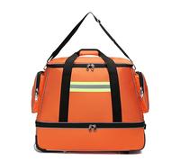 Bolsa médica rodante con diseño reflectante, barra telescópica y correa para el hombro para almacenamiento organizado en respuesta de emergencia y actividades al aire libre, Orange, S
