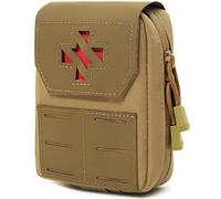 Bolsa médica táctica - Bolsa de primeros auxilios y lFAK desprendible | Compatible con Molle | Nailon 1000D | Cierre con anilla en D (Khaki)