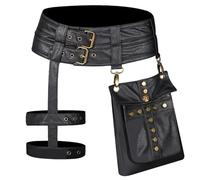 Bolsa medieval de piel para cintura - Bolsa de cinturón ajustable con aspecto vintage | Disfraz steampunk - Portateléfono móvil para festivales renacentistas, viajes al aire libre, cosplay o histórico