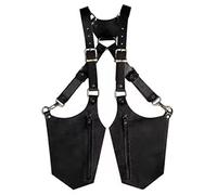 Bolsa medieval para axilas - Bolsa oculta de piel sintética - Steampunk Medieval cuero doble hombro ajustable correa de hombro retro correa de hombro a prueba de ladrones funda móvil cartera, Black