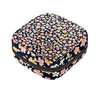 Bolsa menstrual para tampón, kit de primer período para niñas, soporte para almohadilla de lactancia con cremallera, patrón floral sin costuras, organizador de servilleta sanitaria