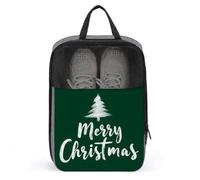 Bolsa minimalista para zapatos de golf con texto en inglés "Merry Christmas on Green Tree" para viajes, uso diario, antipolvo