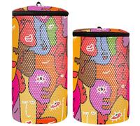 Bolsa moderna de zapatos colorida de 1 línea para lavadora, bolsa de lavado de zapatillas, juego de 2 bolsas para ropa sucia, bolsa lavable para zapatos, Cara primitiva moderna de 1 línea colorida, 1