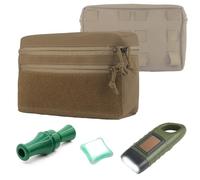 Bolsa MOLLE GP Con Linterna De Manivela Solar, Luz De Señal, Silbato De Pato, Bolsa De Utilidad For Senderismo Al Aire Libre De Gran Capacidad, Panel Trasero De Abdominal De Caza(Brown)
