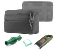Bolsa MOLLE GP Con Linterna De Manivela Solar, Luz De Señal, Silbato De Pato, Bolsa De Utilidad For Senderismo Al Aire Libre De Gran Capacidad, Panel Trasero De Abdominal De Caza(Gray)