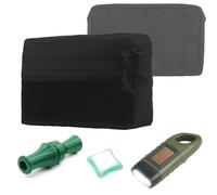 Bolsa MOLLE GP Con Linterna De Manivela Solar, Luz De Señal, Silbato De Pato, Bolsa De Utilidad For Senderismo Al Aire Libre De Gran Capacidad, Panel Trasero De Abdominal De Caza(Black)