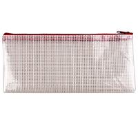 Bolsa multiusos q-connect malla cheque 250x115 mm apertura superior con cremallera rojo - KF18668