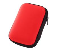 Bolsa multiusos roja para guardar auriculares y organizador de cables USB con funda de malla EVA para viajes y accesorios.