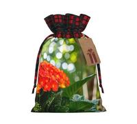 Bolsa navideña con cordón ajustable con diseño de flores de jardín, ideal para cumpleaños, aniversarios y fiestas. También sirve para dulces y guardar cosas.