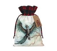 Bolsa navideña con cordón ajustable con diseño de pájaro volando en un árbol, ideal para cumpleaños, aniversarios y fiestas. También sirve para dulces y guardar cosas.