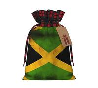 Bolsa navideña con cordón ajustable con la bandera antigua de Jamaica, ideal para cumpleaños, aniversarios y fiestas. También sirve para guardar dulces y otras cosas.