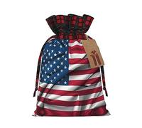 Bolsa navideña con cordón ajustable con la bandera estadounidense, ideal para cumpleaños, aniversarios y fiestas. También sirve para dulces y guardar cosas.