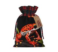 Bolsa navideña con cordón ajustable de rana arborícola naranja, ideal para cumpleaños, aniversarios y fiestas. También sirve para dulces y guardar cosas.