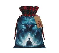 Bolsa navideña con cordón ajustable "Diablo en el océano" para cumpleaños, aniversarios y fiestas. También sirve para dulces y guardar cosas.