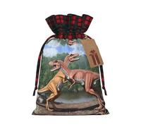Bolsa navideña con cordón ajustable Dinosaur Duel, ideal para cumpleaños, aniversarios y fiestas. También sirve para guardar dulces y otros artículos.