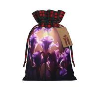 Bolsa navideña con cordón ajustable Purple Iris, ideal para cumpleaños, aniversarios y fiestas. También sirve para guardar dulces y otras cosas.