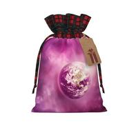 Bolsa navideña con cordón ajustable Purple Planet Object para cumpleaños, aniversarios y fiestas. También sirve para guardar dulces y otras cosas.