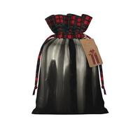 Bolsa navideña con cordón ajustable "Sombra Fantasmal Junto al Árbol" para cumpleaños, aniversarios y fiestas. También sirve para dulces y guardar cosas.