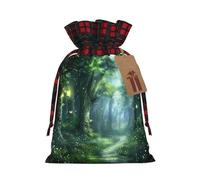 Bolsa navideña con cordón ajustable y diseño de criatura luminosa, ideal para cumpleaños, aniversarios y fiestas. También sirve para guardar dulces y otros artículos.
