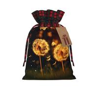 Bolsa navideña con cordón ajustable y diseño de diente de león, ideal para cumpleaños, aniversarios y fiestas. También sirve para guardar dulces y otras cosas.