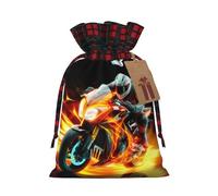 Bolsa navideña con cordón ajustable y diseño de motocicleta, ideal para cumpleaños, aniversarios y fiestas. También sirve para guardar dulces y otras cosas.