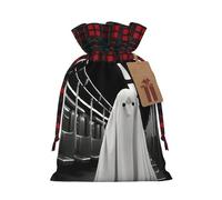 Bolsa navideña con estampado de fantasma a medianoche, bolsa con cordón ajustable para cumpleaños, aniversarios y fiestas, bolsas para dulces y almacenamiento.