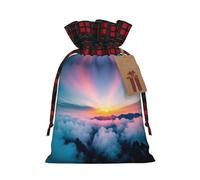 Bolsa navideña con estampado de nubes coloridas, bolsa con cordón ajustable para cumpleaños, aniversarios y fiestas, ideal para dulces y otras cosas.
