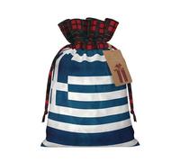 Bolsa navideña con la bandera griega, bolsa con cordón ajustable para cumpleaños, aniversarios y fiestas, ideal para dulces y otras cosas.