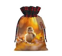 Bolsa navideña de Chicken Little con cordón ajustable, ideal para cumpleaños, aniversarios y fiestas. También sirve para guardar dulces y otras cosas.