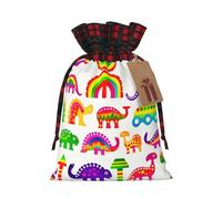 Bolsa navideña de dinosaurios colorida con cordón ajustable, ideal para cumpleaños, aniversarios y fiestas. También sirve para guardar dulces y otras cosas.