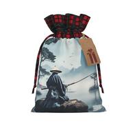 Bolsa navideña de pesca con cordón ajustable, ideal para cumpleaños, aniversarios y fiestas. También sirve para guardar dulces y otras cosas.