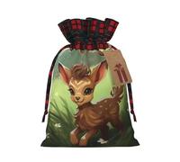 Bolsa navideña Fawn con cordón ajustable, ideal para cumpleaños, aniversarios y fiestas. También sirve para guardar dulces y otras cosas.