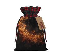 Bolsa navideña naranja con cordón ajustable, ideal para cumpleaños, aniversarios y fiestas. También sirve para guardar dulces y otras cosas.