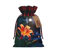 Bolsa navideña Orange Lily con cordón ajustable, ideal para cumpleaños, aniversarios y fiestas. También sirve para guardar dulces y otras cosas.
