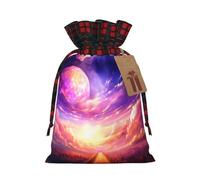 Bolsa navideña Purple Sky con cordón ajustable, ideal para cumpleaños, aniversarios y fiestas. También sirve para guardar dulces y otras cosas.