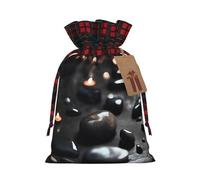 Bolsa negra con cordón impreso con corazón misterioso para envolver fiestas, recuerdos de boda y almacenamiento