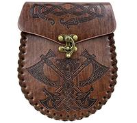 Bolsa nórdica Retro HiiFeuer para cinturón con Elementos en Relieve, de diseño Medieval en Piel sintética, para Juegos de rol en Vivo, ferias Medievales y Eventos con Motivos (Axe)