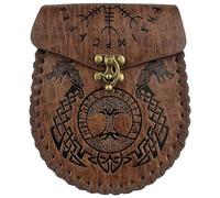 Bolsa nórdica Retro HiiFeuer para cinturón con Elementos en Relieve, de diseño Medieval en Piel sintética, para Juegos de rol en Vivo, ferias Medievales y Eventos con Motivos (Dragon