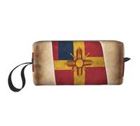 Bolsa organizadora con cremallera con diseño de mapa de bandera de Nuevo México, estuche de almacenamiento de viaje, bolsa de cosméticos portátil para cosméticos, artículos de tocador