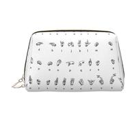 Bolsa organizadora de artículos de tocador de cuero con alfabeto y lenguaje de señas, bolsa de maquillaje para mujer, Gold, Talla única, Neceser