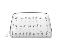 Bolsa organizadora de artículos de tocador de cuero con alfabeto y lenguaje de señas, bolsa de maquillaje para mujer, Silver, Talla única, Neceser