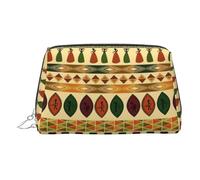 Bolsa organizadora de artículos de tocador de cuero con patrón africano tradicional, estilo bohemio, bolsa de maquillaje para mujer, Silver, Talla única, Neceser