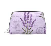 Bolsa organizadora de artículos de tocador de cuero con sello de lavanda, bolsa de maquillaje para mujer, Silver, Talla única, Neceser
