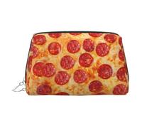 Bolsa organizadora de artículos de tocador de piel 3D para pizza, pepperoni, bolsa de maquillaje para mujer, Silver, Talla única, Neceser