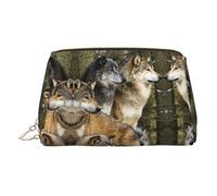 Bolsa organizadora de artículos de tocador de piel de lobos de diferentes colores, bolsa de maquillaje para mujer, Gold, Talla única, Neceser