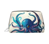 Bolsa organizadora de artículos de tocador de piel de pulpo azul y morado, bolsa de maquillaje para mujer, Silver, Talla única, Neceser