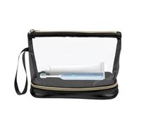 Bolsa organizadora de brochas de maquillaje - 22 x 8,9 x 16 cm, bolsa portátil de doble capa para pinceles de ojos y rostros, bolsas de maquillaje transparentes de doble capa, suministros de