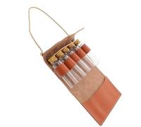 Bolsa Organizadora de Condimentos para Camping Colgante, Marrón | 5 Frascos de Vidrio, Cuerda y Etiquetas, Diseño Plegable para Cocina de Campamento y Barbacoas