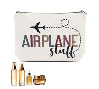 Bolsa organizadora de cosas de avión para viajes, bolsa de cosméticos de lona con cremallera, bolsa de aseo esencial para mujeres, azafata, amigos, bolsas de almacenamiento de aviones